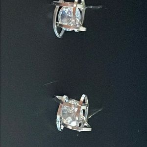 Cubic zirconia earrings 1/2 inch silver tone